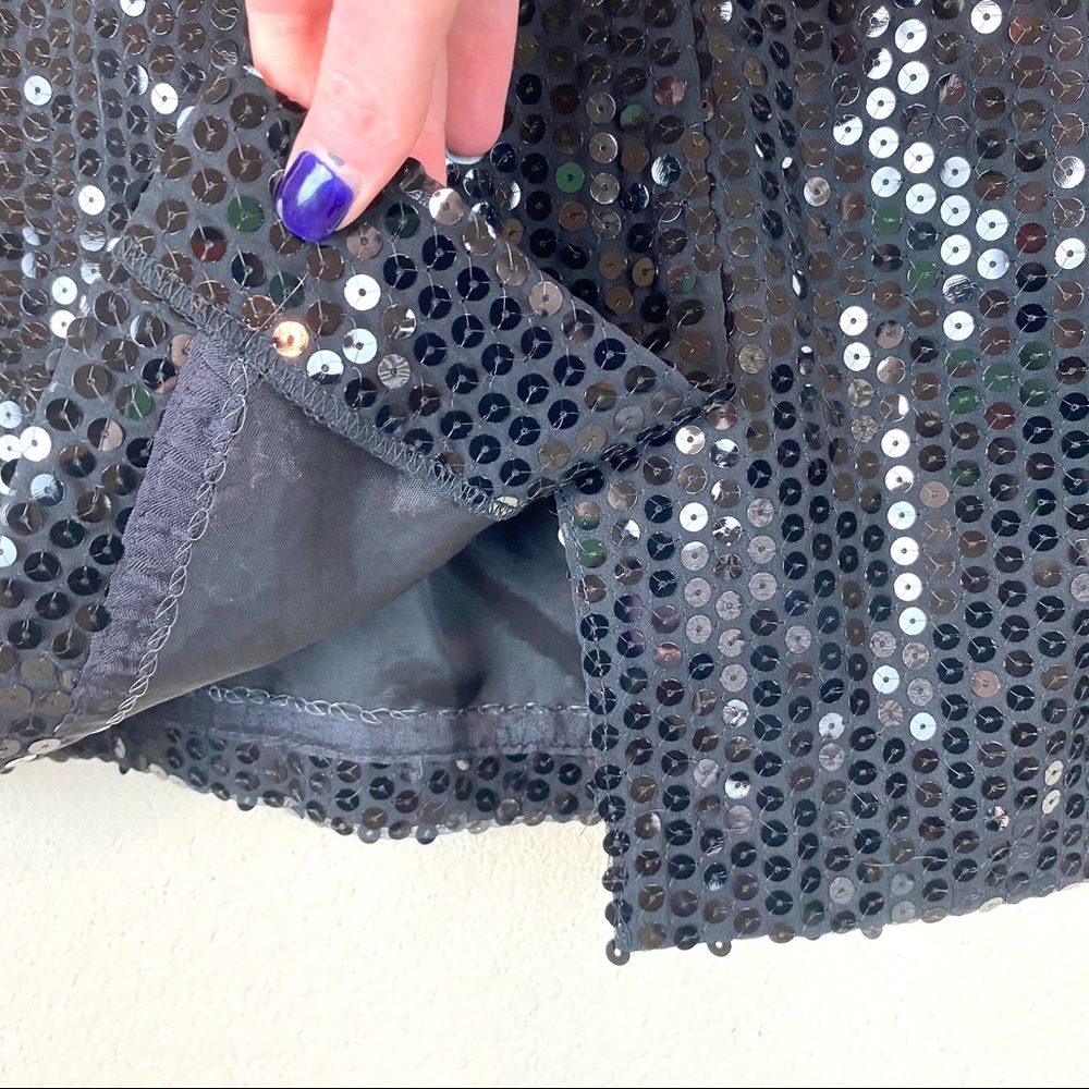 Harris Wallace Black Sequin Pencil Skirt - Picture 3 of 8